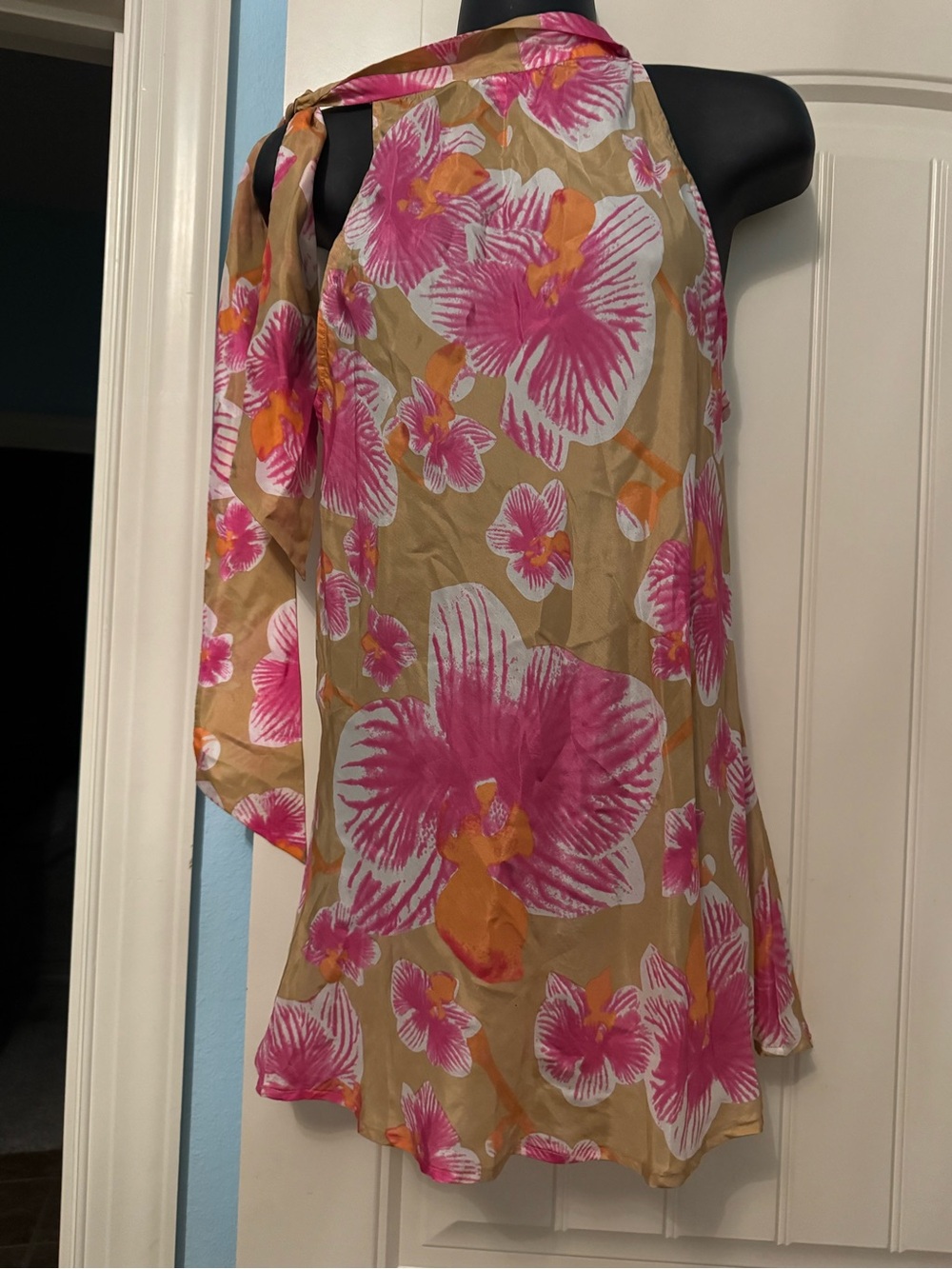 Cache Pink Floral Halter Tunic with Tan Accents - Picture 5 of 11